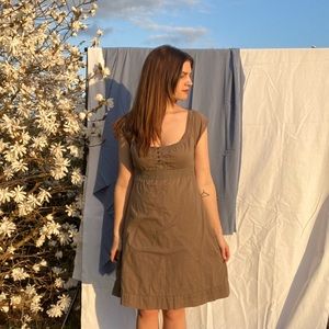 Vintage olive green peasant dress fairycore